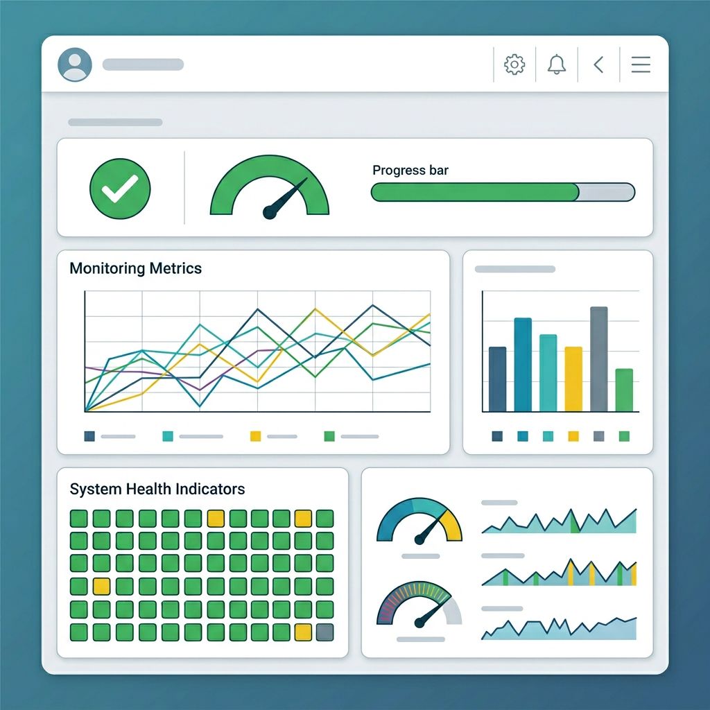 Production deployment dashboard with system monitoring and health metrics